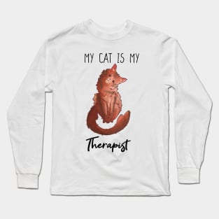 My cat is my Therapist - Somali cat Mental health gift for cat lovers Long Sleeve T-Shirt